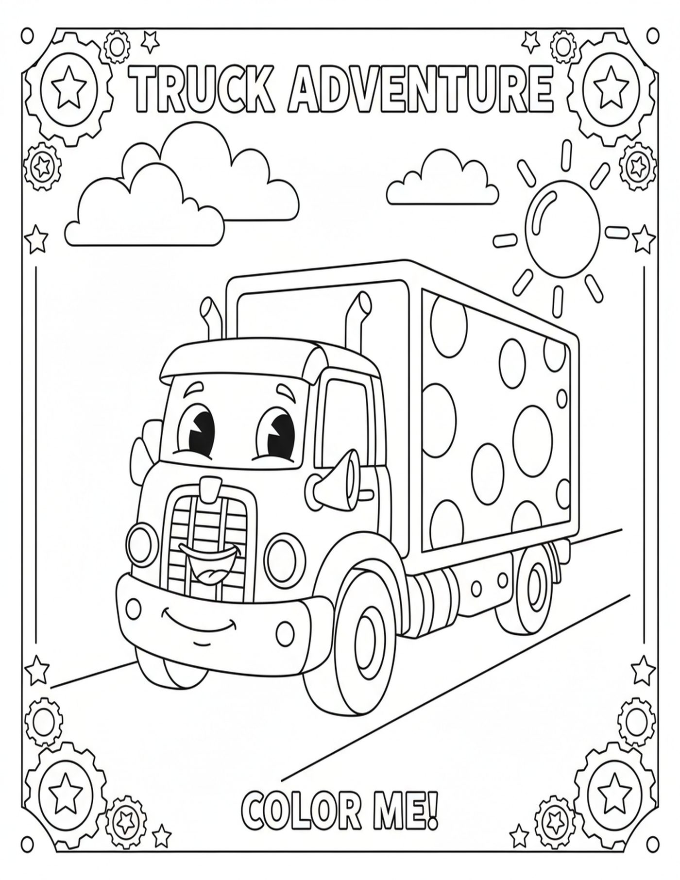 Big Vehicles Coloring Book — interior sample 1